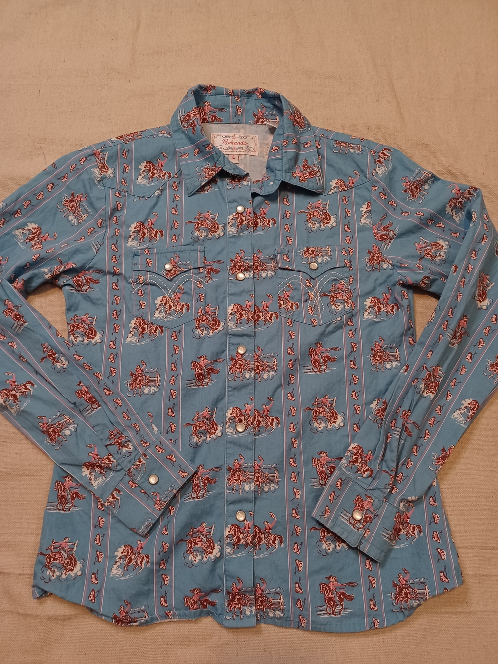 Panhandle Western Print Pearl-Snap Shirt Girls Size Large
